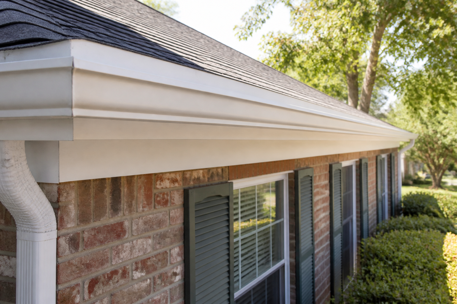 New fascia and seamless aluminum gutter on a Tennessee Valley home